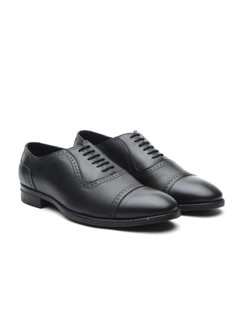 Carlton London Men Black Leather Formal Oxfords