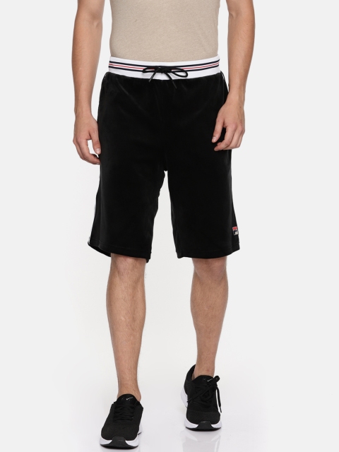 FILA Men Black Solid Regular Fit Sports Shorts