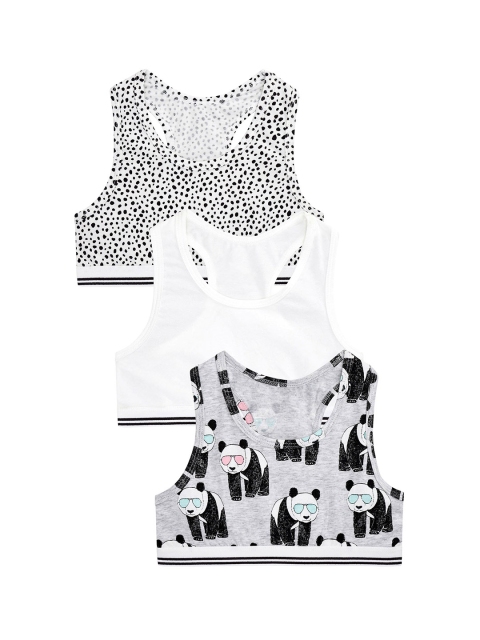 next Girls Set Of 3 Black Printed Fitted Tops