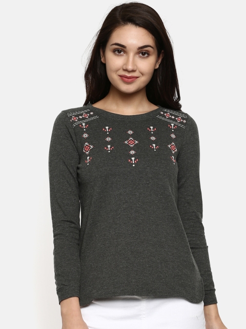 People Women Grey Printed Top