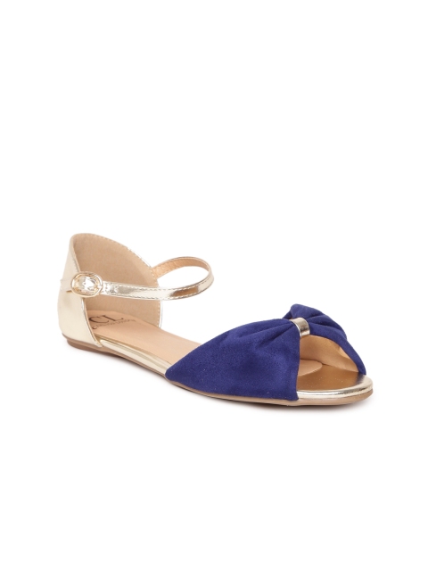 Carlton London Women Blue Solid Open Toe Flats