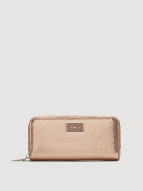 MANGO Women Rose Gold-Toned Zip Around Wallet