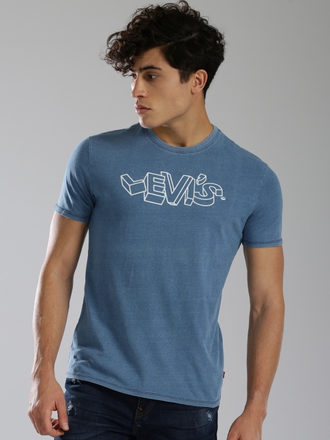 Levis Men Blue Printed Round Neck T-shirt