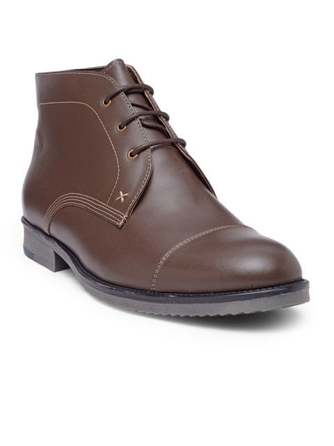 Teakwood Leathers Men Brown Solid Leather Mid-Top Flat Boots 
Teakwood Leathers Men Brown Solid Leather Mid-Top Flat Boots