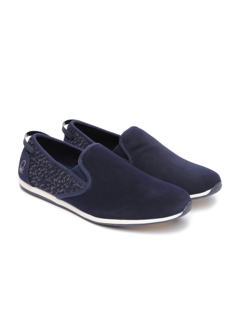 United Colors of Benetton Men Navy Blue Slip-On Sneakers