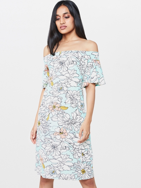 AND Women White Printed Bardot Dress