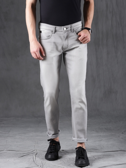WROGN Men Grey Slim Fit Mid-Rise Clean Look Stretchable Jeans