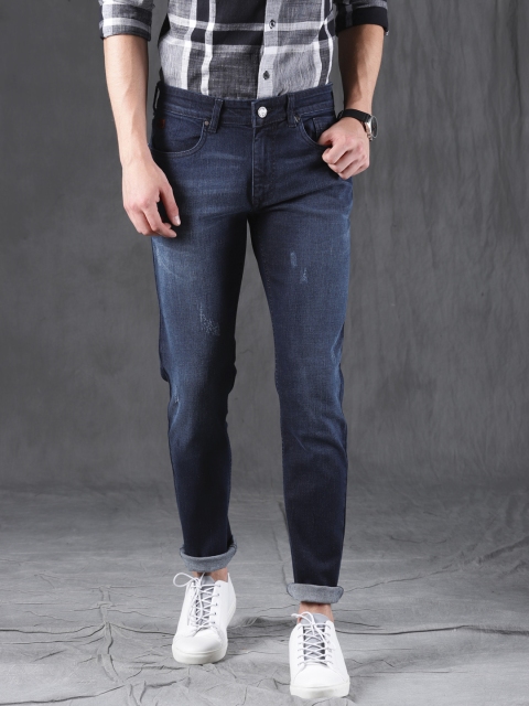 WROGN Men Blue Slim Fit Mid-Rise Mildly Distressed Stretchable Jeans
