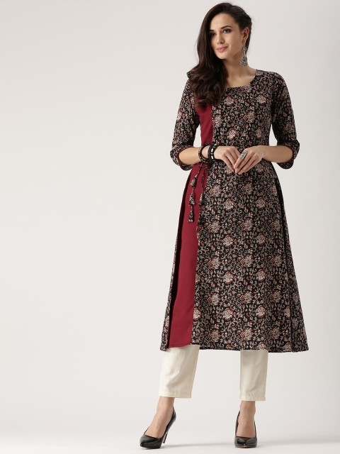 Libas Women Black & Grey Printed A-Line Kurta
