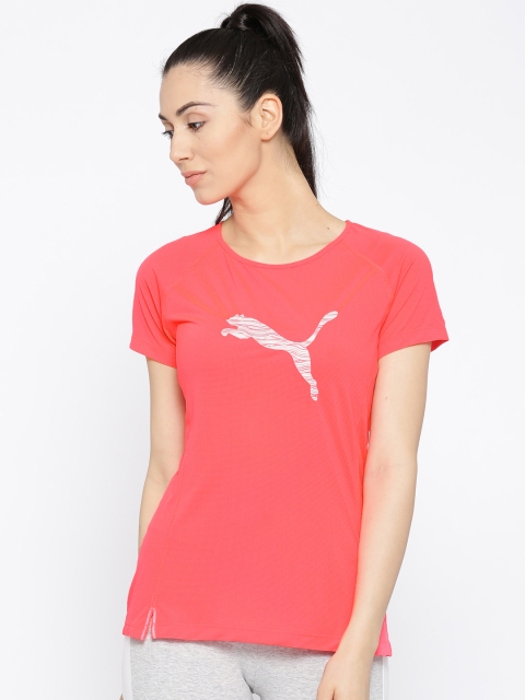 Puma Neon Pink Core-Run S S Logo T-shirt, Rose