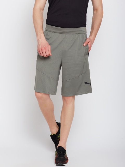 Puma Men Grey Solid Regular Fit Sports Shorts