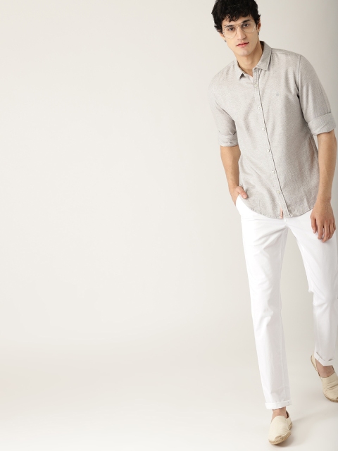 United Colors of Benetton Men Grey Slim Fit Self Design Casual Shirt