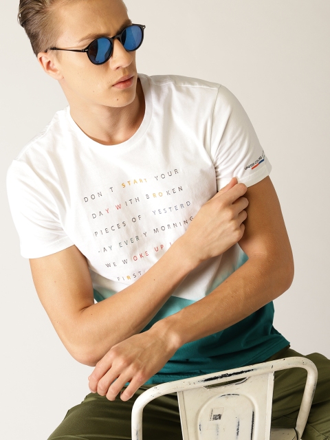 United Colors of Benetton Men White Dyed Round Neck T-shirt