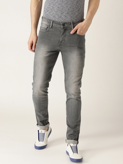 United Colors of Benetton Men Grey Slim Tapered Fit Mid-Rise Clean Look Stretchable Jeans