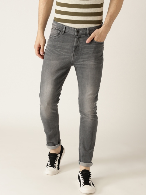 United Colors of Benetton Men Grey Carrot Regular Fit Mid-Rise Stretchable Jeans