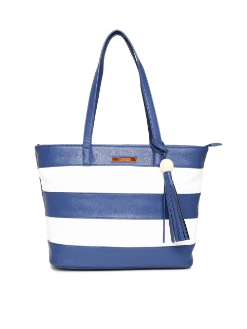 CERIZ Blue & White Striped Shoulder Bag