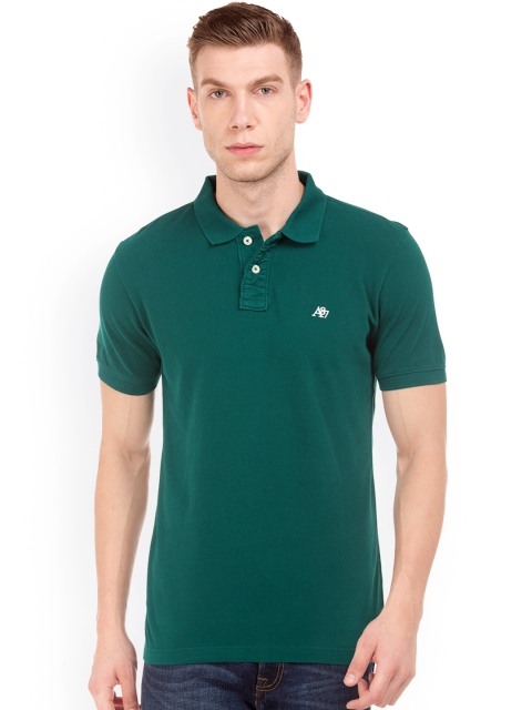 Aeropostale Men Green Solid Polo Collar T-shirt
