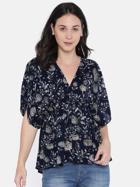 Vero Moda Women Navy Blue Printed A-Line Top