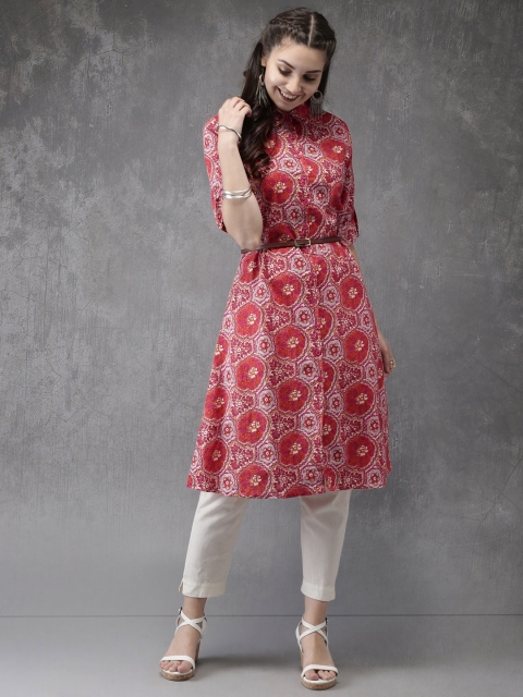 Anouk Women Pink Printed A-Line Kurta