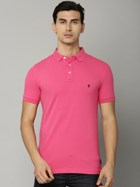 French Connection Men Pink Solid Polo Collar T-shirt