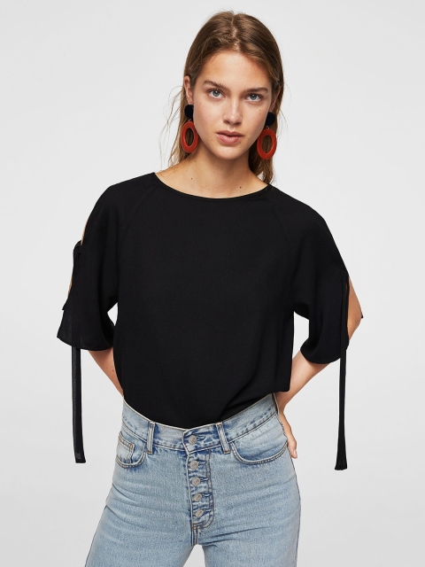 MANGO Women Black Solid Top