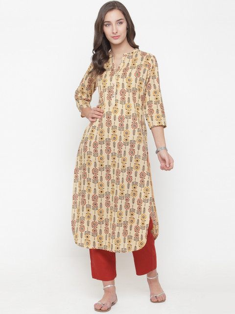 Varanga Women Beige Printed Kurta with Trousers
Varanga Women Beige Printed Kurta with Trousers