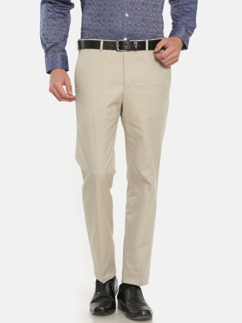ColorPlus Men Beige Regular Fit Solid Trousers