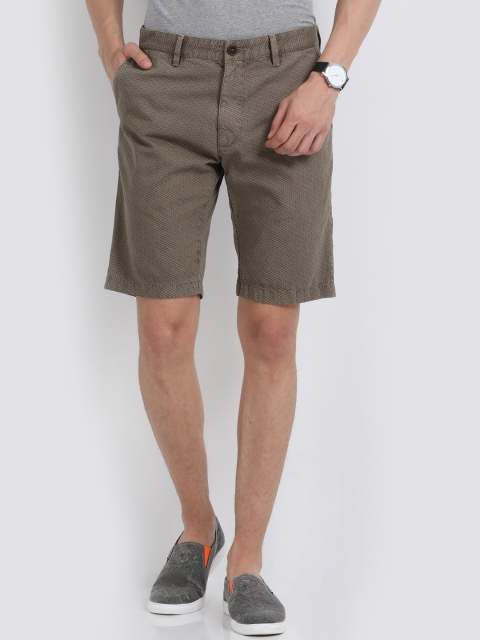 Indian Terrain Men Brown Printed Slim Fit Chino Shorts