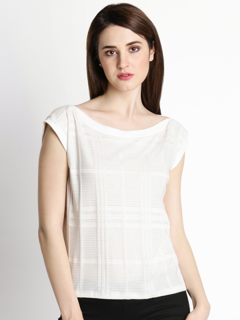 Annabelle by Pantaloons Women Off-White Checked Top