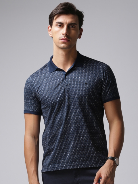 True Blue Men Blue Printed Polo T-shirt