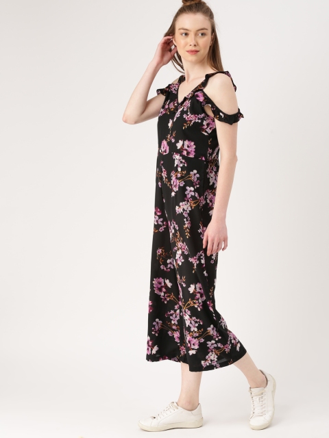 DressBerry Black & Pink Printed Basic Jumpsuit