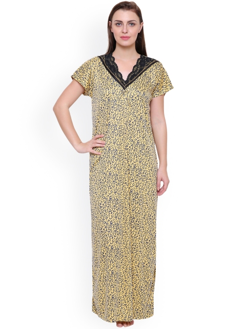 Secret Wish Yellow Printed Nightdress NT-E115-499
