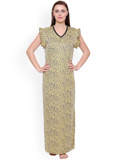 Secret Wish Yellow Printed Nightdress NT-E104-472