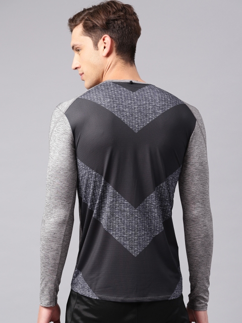 HRX by Hrithik Roshan Men Charcoal & Navy Blue Colourblocked Running Sports T-shirt