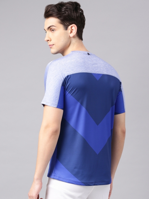 HRX by Hrithik Roshan Men Blue Colourblocked Round Neck T-shirt