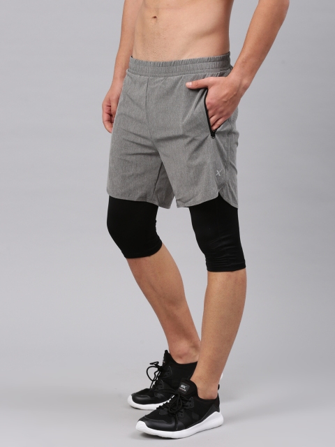 HRX by Hrithik Roshan Men Grey Solid Sports Shorts