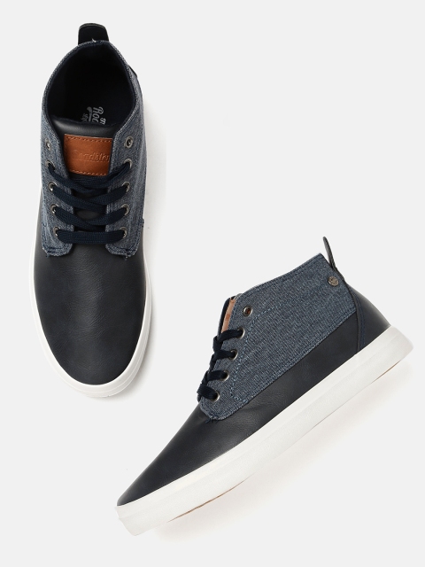 Roadster Men Blue Solid Mid-Top Sneakers