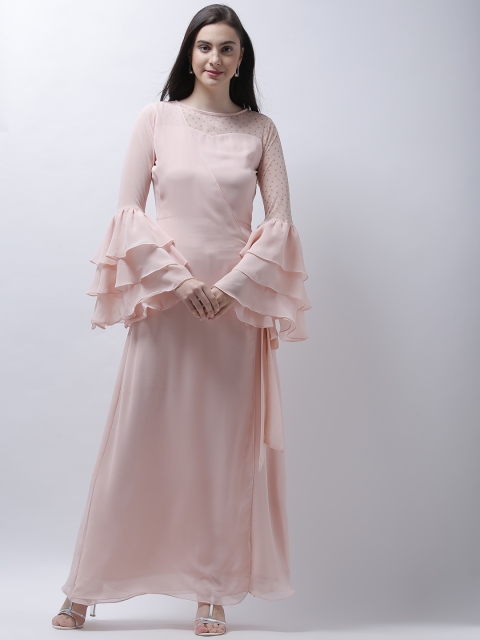 Athena Women Pink Solid Wrap Dress