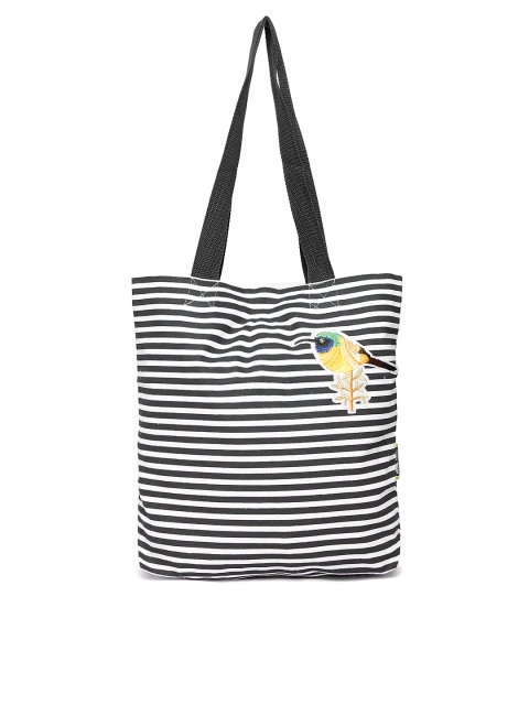 Kanvas Katha Black & White Striped Tote Bag