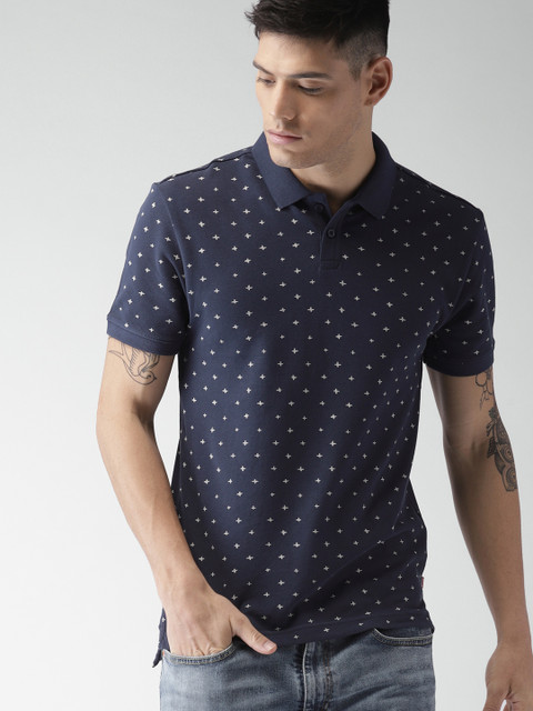 Levis Men Navy Printed Polo Collar T-shirt, Navy blue
Levis Men Navy Printed Polo Collar T-shirt, Navy blue