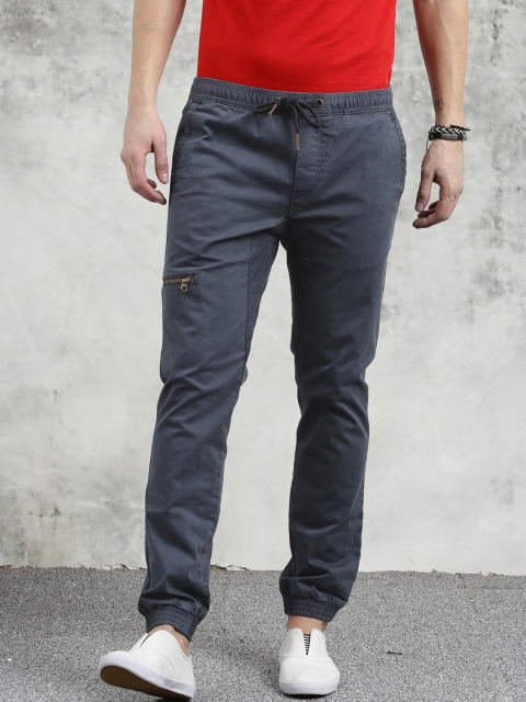 Breakbounce Men Grey Slim Fit Solid Joggers