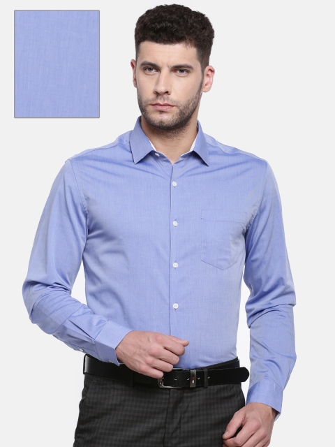 Excalibur Men Blue Slim Fit Solid Formal Shirt