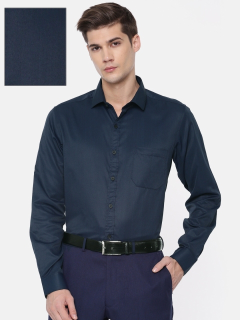 Excalibur Men Navy Regular Fit Solid Formal Shirt, Navy blue