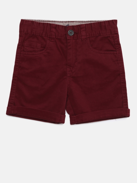 Cherokee Boys Maroon Solid Regular Fit Shorts
