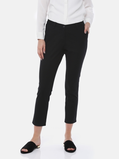 SCULLERS Women Black Regular Fit Solid Trousers