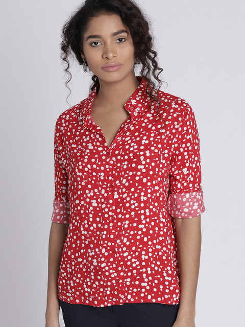 Chemistry Women Red & White Regular Fit Printed Casual Shirt 
Chemistry Women Red & White Regular Fit Printed Casual Shirt