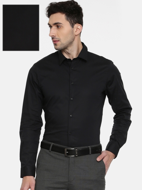 Arrow New York Men Black Snug Slim Fit Solid Formal Shirt