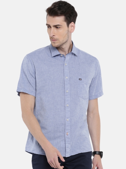 Arrow Sport Men Blue Snug Regular Fit Solid Casual Sustainable Shirts