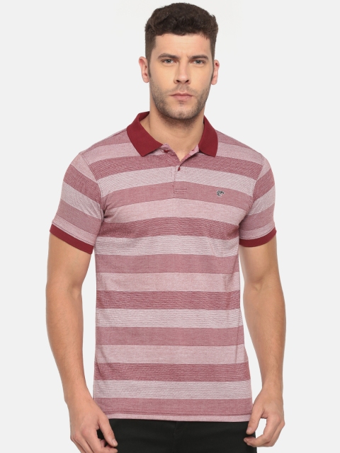 Ruggers Maroon Striped Polo T-Shirt