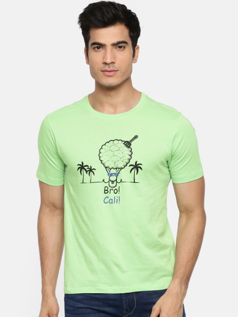 Colt Men Green Printed Round Neck T-shirt
